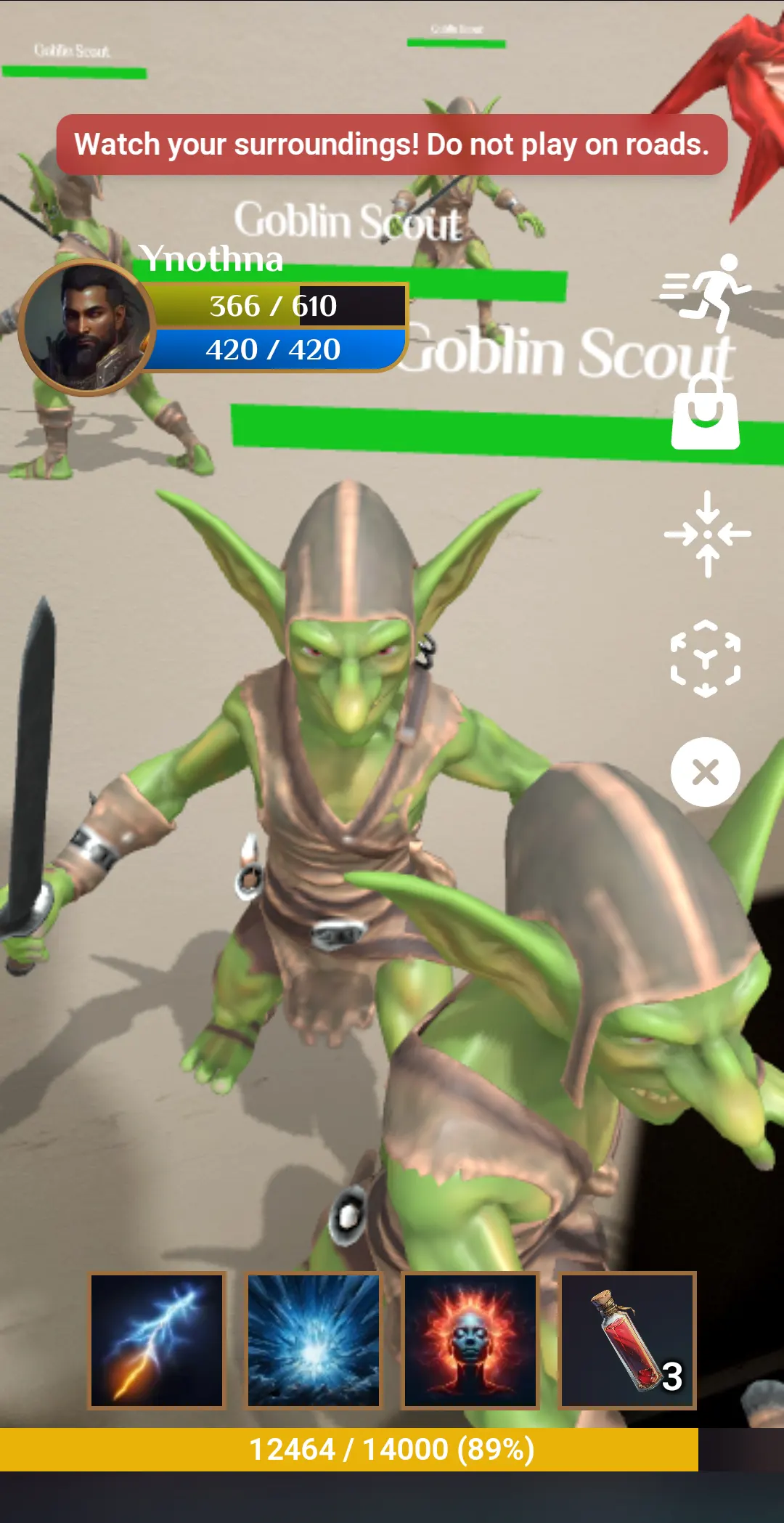 EarthMMO AR combat interface